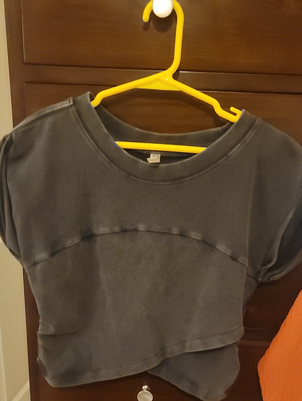 Cropped Short Sleeve Sweatshirt - Gray